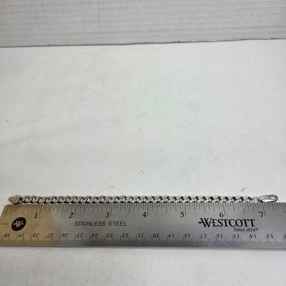 Sterling Silver Curb Chain Bracelet Italy .925 7.5" - Picture 11 of 11